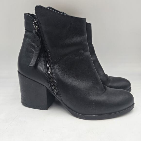 Fabianelli Italian Leather Ankle Boots Women’s Size 38/US 7.5 Black Double Zip - Picture 1 of 8